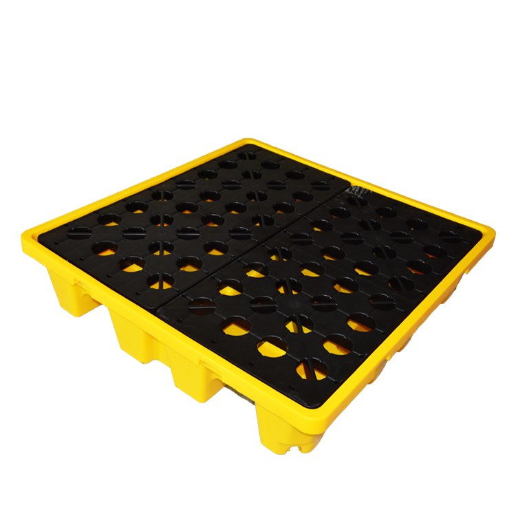 4 Drum Oil Plastic Spill Containment Pallet with Drain